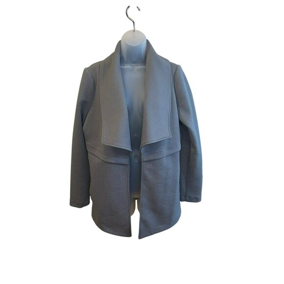 New Kensie Gray Draped Open-Front Textured Cardigan Blazer Jacket Women Size M - Picture 3 of 8